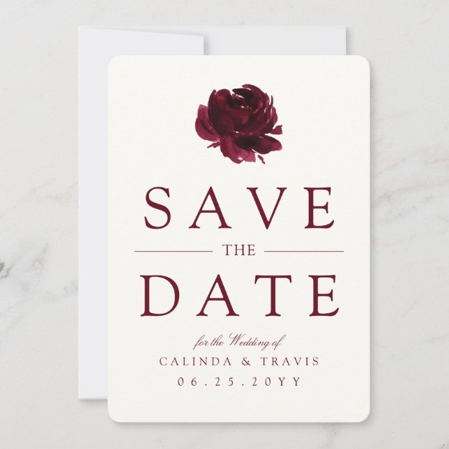Save The Date Bouquet Bourgogne | Flore rouge | (Devant)