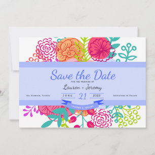 Save The Date Bouquet de croquis floraux colorés du printemps Éc