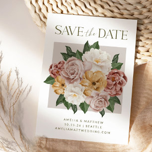 Save The Date Bouquet de fleurs botaniques Boho Élégant Mariage 