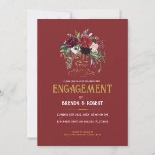 Save The Date Bouquet de fleurs de vase d'or vintage