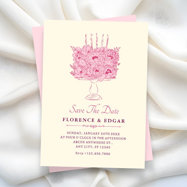 Save The Date Bouquet de fleurs roses mariage (Créateur téléchargé)
