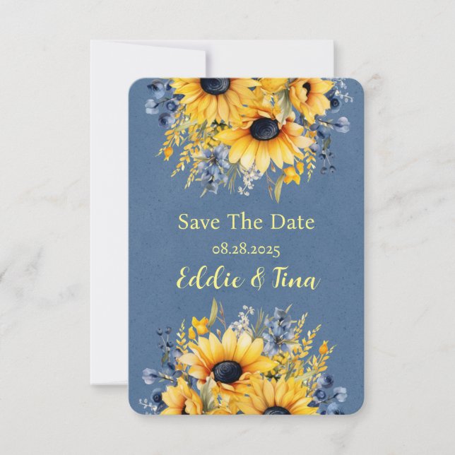 Save The Date Bouquet de Mariage Blue Yellow Peony (Devant)