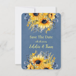Save The Date Bouquet de Mariage Blue Yellow Peony