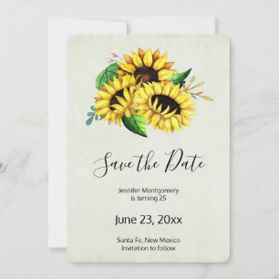 Save The Date Bouquet de tournesol jaune en aquarelle Anniversai