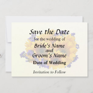 Save The Date Bouquet de tournesols et de statices violettes