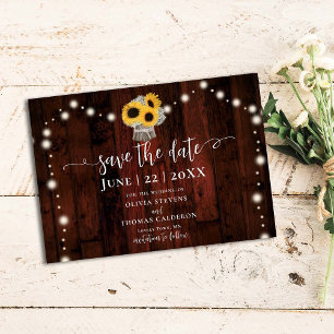 Save The Date Bouquet de tournesols rustiques Lumières Barre Mar