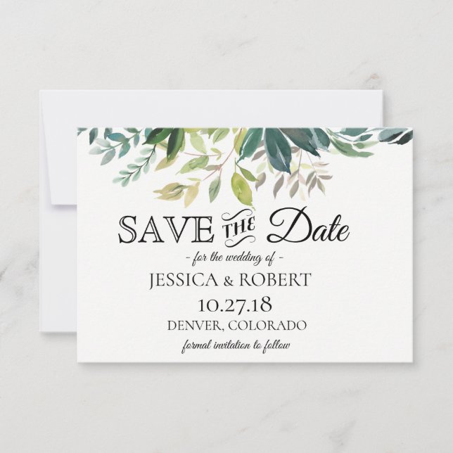 Save The Date Bouquet De Verdure Rustique Enregistrer La Date (Devant)