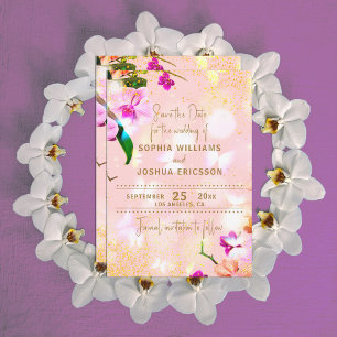 Save The Date Bouquet d'orchidées romantiques Élégant Mariage ch