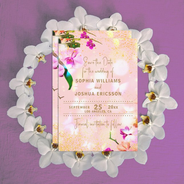 Save The Date Bouquet d'orchidées romantiques Élégant Mariage Cl (Créateur téléchargé)