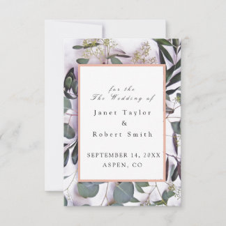 Save The Date Bouquet Eucalyptus avec Mariage frontalier rose