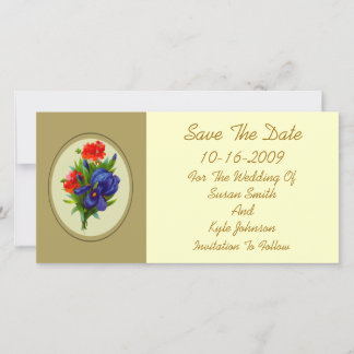 Save The Date Bouquet Fleur Iris Bleu Mariage Enregistrer La Dat