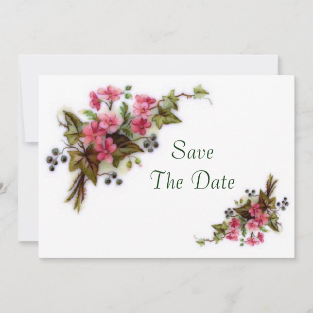 Save The Date Bouquet Floral Enregistrer La Date (Devant)