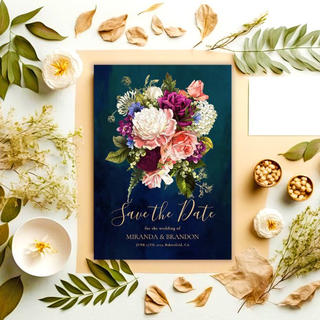 Save The Date Bouquet floral romantique Emerald Green Mariage or (Créateur téléchargé)