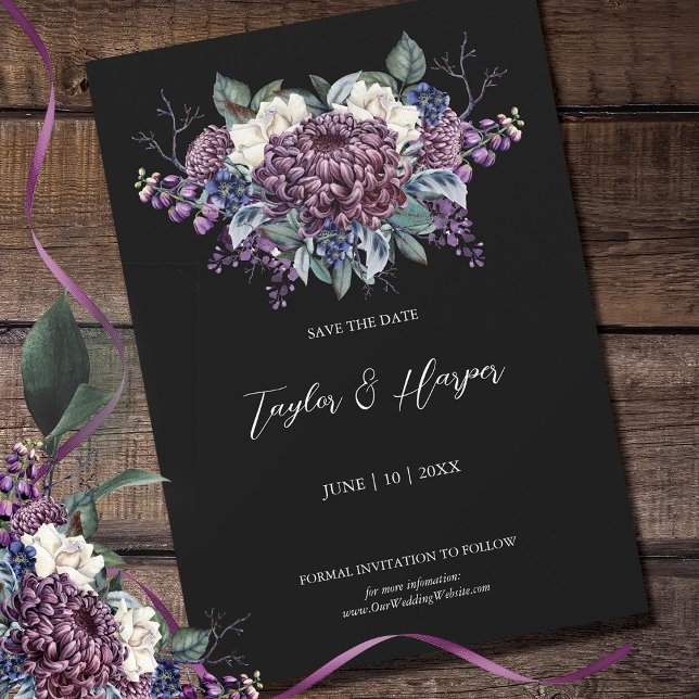 Save The Date Bouquet Mariage de goth esthétique foncé (Créateur téléchargé)