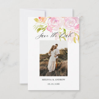 Save The Date Bouquet Rose Aquarelle Enregistrer La Date