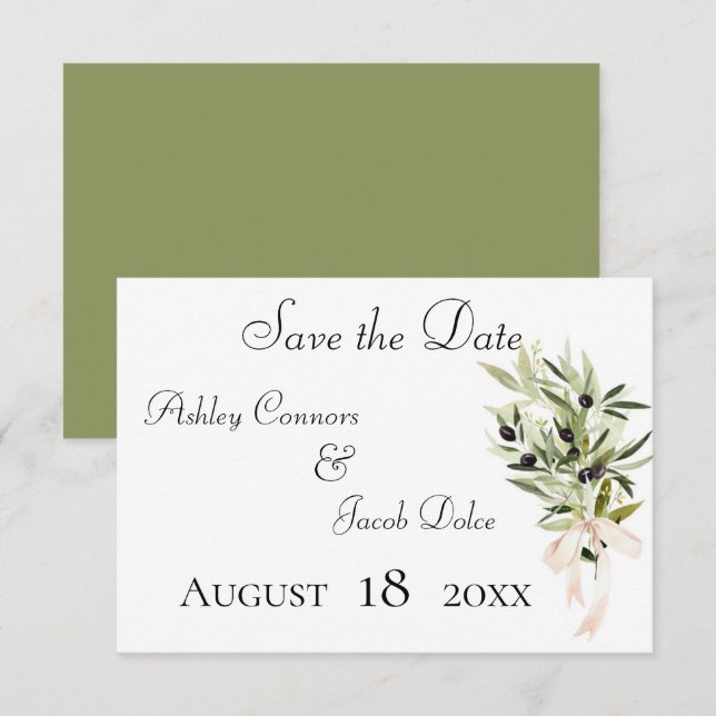 Save The Date Bouquets de la Branche d'Olivier Mariage (Devant / Derrière)