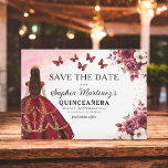 Save The Date Bourgogne florale Sauvez la date Anniversaire Quin<br><div class="desc">Annoncez votre quinceañera en style avec l'Invitation d'Anniversaire de la Bourgogne Florale. Ce design élégant présente de riches teintes bordeaux, ornées de délicats accents floraux, parfaits pour une célébration intemporelle et royale. L'agencement sophistiqué fournit tous les détails importants, assurant que vos invités marquent leurs calendriers pour votre journée spéciale. Associées...</div>