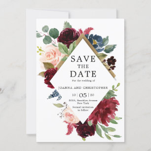 Save The Date Bourgogne Marsala Bleu Nuit Rose Blush Mariage