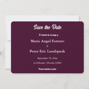 Save The Date Bourgogne prune foncé Monogramme élégant