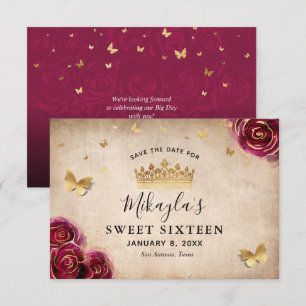 Save The Date Bourgogne Prune Or Rose Parchemin Élégant