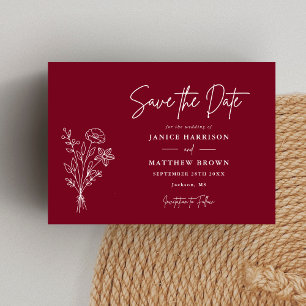 Save The Date Bourguignon Bohème Minimaliste Botanique Photo Mar