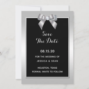Save The Date Bow et Mariage noir en argent élégant