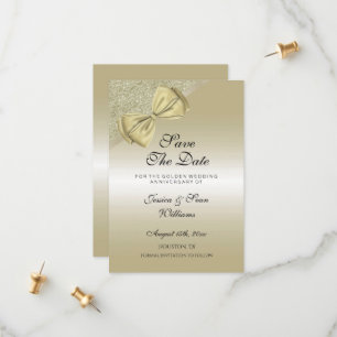 Save The Date Bow et Parties scintillant en or romantique 50e Ma