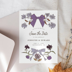 Save The Date Bows et fleurs Lilac