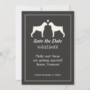 Save The Date Boxer Chien Silhouettes Mariage Enregistrer la dat