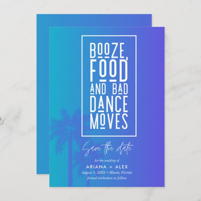 Save The Date Boze Food and Bad Dance Mariage (Devant / Derrière)