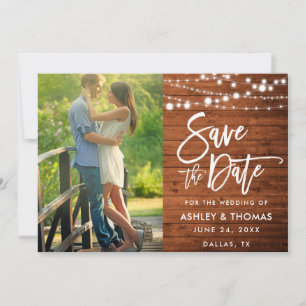 Save The Date Bracelet Rustique Bois Lumières Photo Script