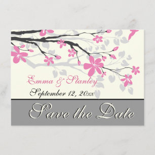 Save The Date Branche avec fleurs roses mariage Enregistrer la d