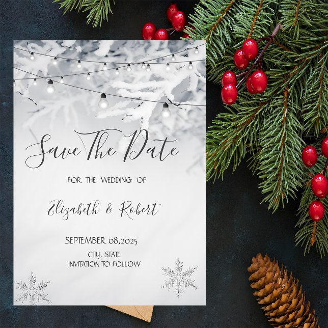 Save The Date Branches de neige d'hiver Sauvegarder la date (Créateur téléchargé)