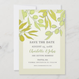 Save The Date Branches d'olivier Nature Verdure Mariage botaniqu