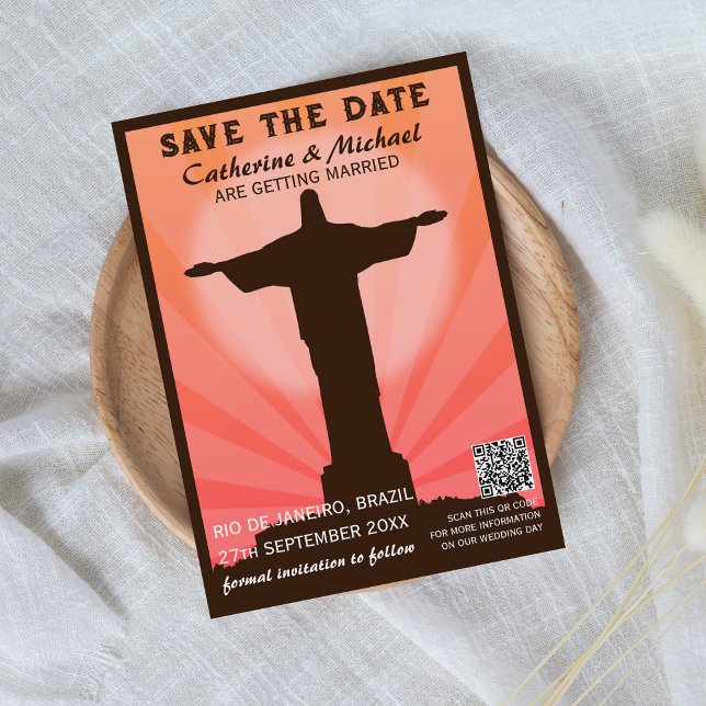 Save The Date Brésil Amérique du Sud Style d'affiche de voyage Q (Créateur téléchargé)