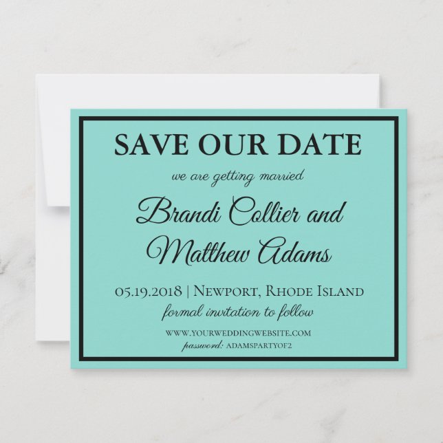 Save The Date Bride & Co Mariage Suite Turquoise moderne bleu (Devant)