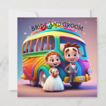 BRIDE ET GROOM ET LE BUS DE PLANCHE