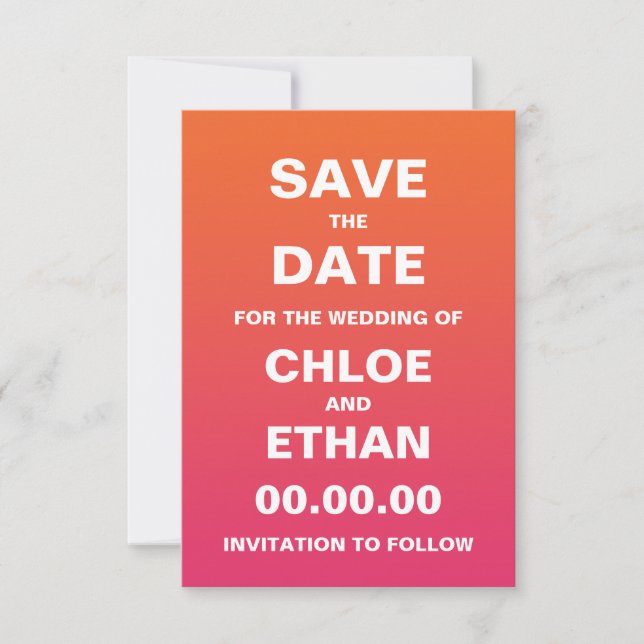Save The Date Bright Ombre Wedding Enregistrer la date (Devant)