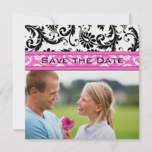 Save The Date Bright rose Damask Fils mariage Enregistrer la dat