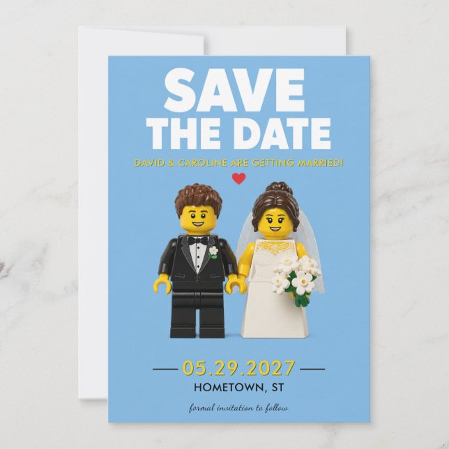 Save The Date Briques de Construction Classiques Blocs de Mariag (Devant)