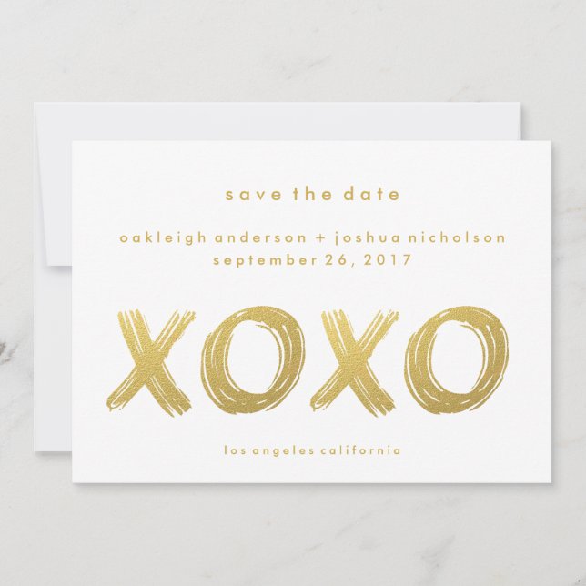 Save The Date Brise-pinceau en or chic | XOXO Simple Enregistrer (Devant)