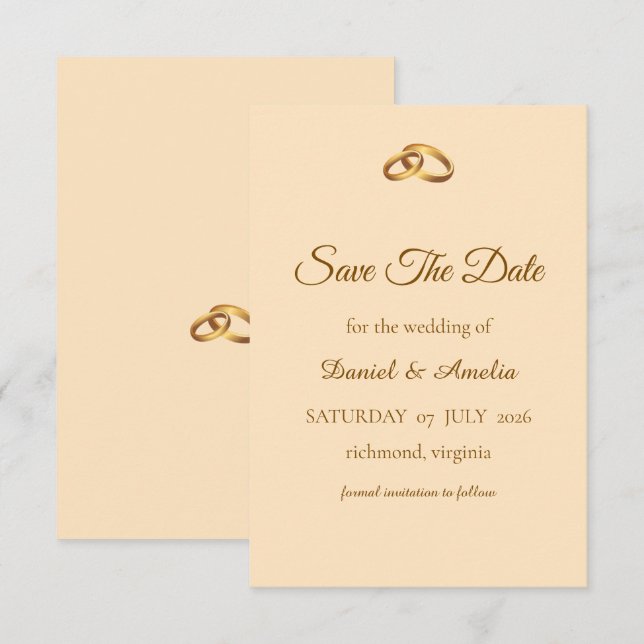 Save The Date Bronze Monogramme Enregistrer la Date  (Devant / Derrière)