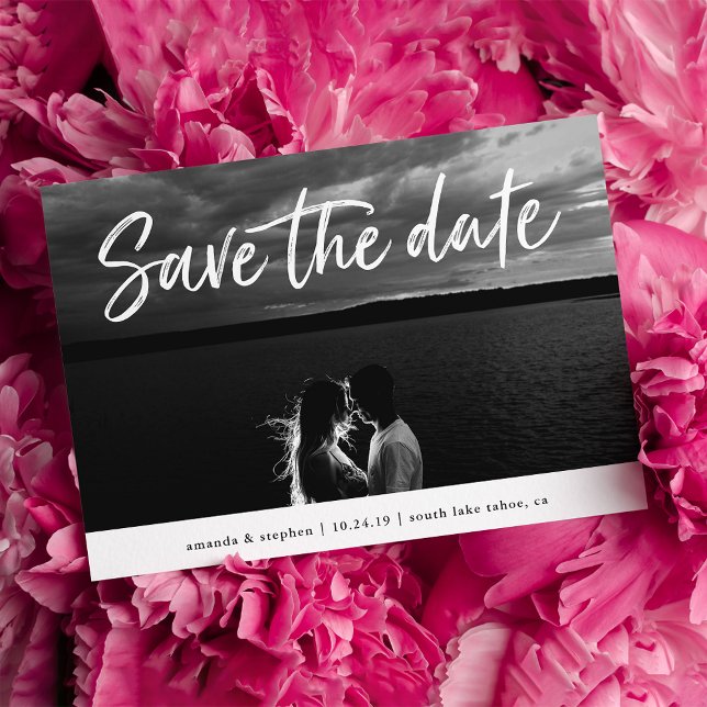 Save The Date Brosse décontractée | Photo Enregistrer la date (Créateur téléchargé)