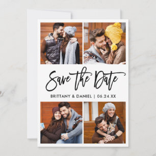 Save The Date Brosse moderne Script 4 Collage photo
