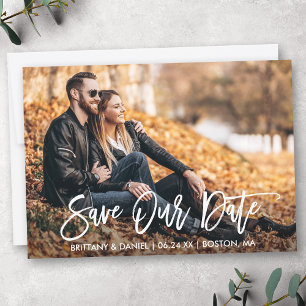 Save The Date Brosse moderne Script photo Enregistrer notre cart