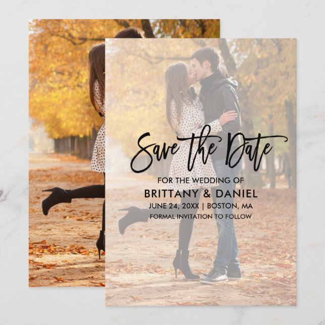 Save The Date Brosse moderne superposer le script Enregistrer la (Devant / Derrière)