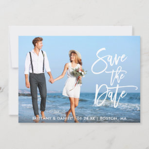 Save The Date Brosse Script Couple Photo Enregistrer La Date Car