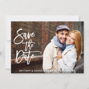 Save The Date Brosse Script Couple Photo Enregistrer La Date Car