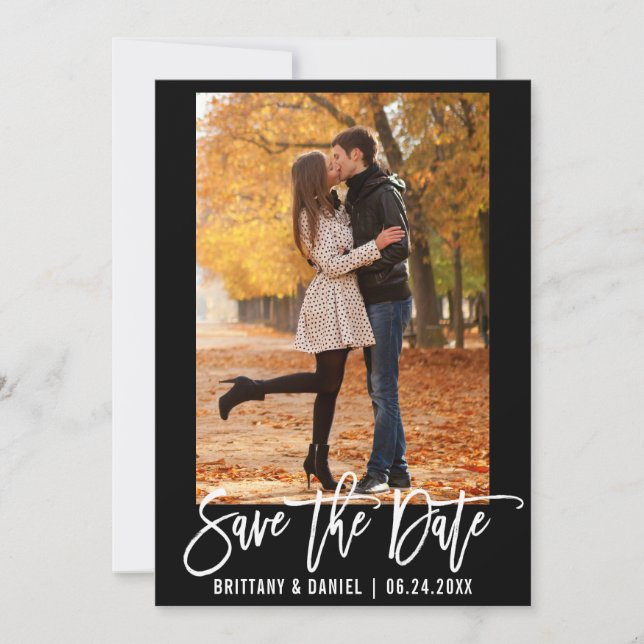 Save The Date Brosse Script Enregistrer La Date Photo Fiançaille (Devant)