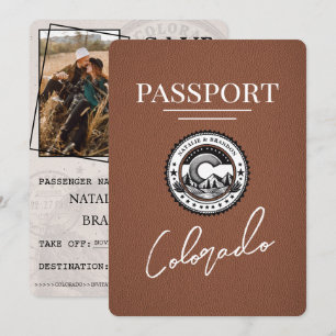 Save The Date Brown Colorado Passeport Enregistrer La Date